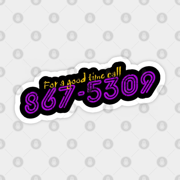 867-5309 Jenny, distressed Sticker by hauntedjack